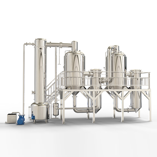 GMP-Compliant Stainless Steel Energy Saving Double Effect Low Temperature Vacuum Evaporator Steam Heating Vacuum Concentrator 